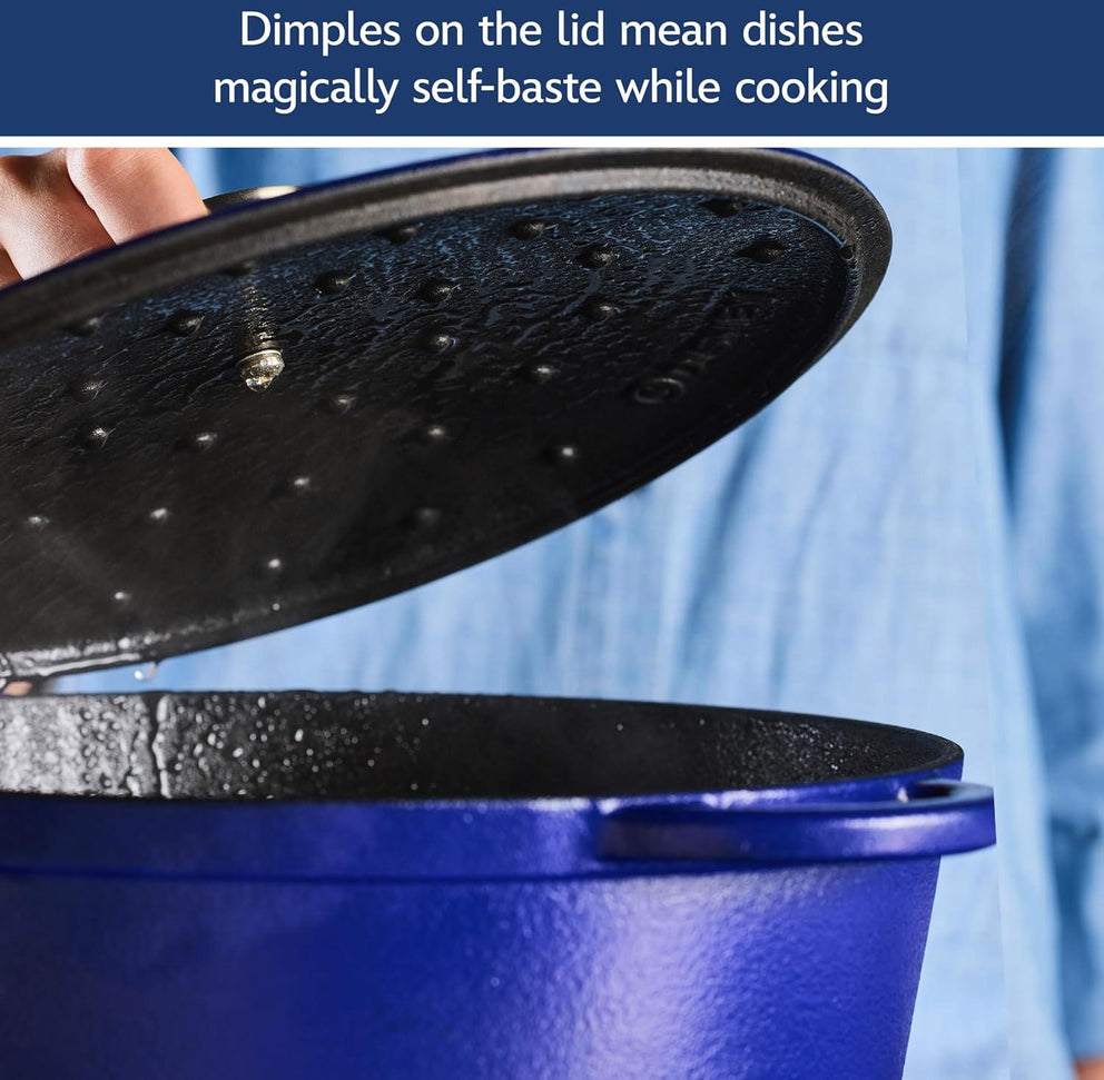 Disney Bake with Mickey - Farberware Disney Bon Voyage 4.75 Qt Blue Pre-Seasoned Cast Iron Dutch Oven/Casserole Pan with Lid - 49039-C