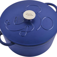 Disney Bake with Mickey - Farberware Disney Bon Voyage 4.75 Qt Blue Pre-Seasoned Cast Iron Dutch Oven/Casserole Pan with Lid - 49039-C