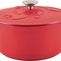 Disney Bake with Mickey - Farberware Disney Bon Voyage 4.75 Qt Red Pre-Seasoned Cast Iron Dutch Oven/Casserole Pan with Lid - 49052-C