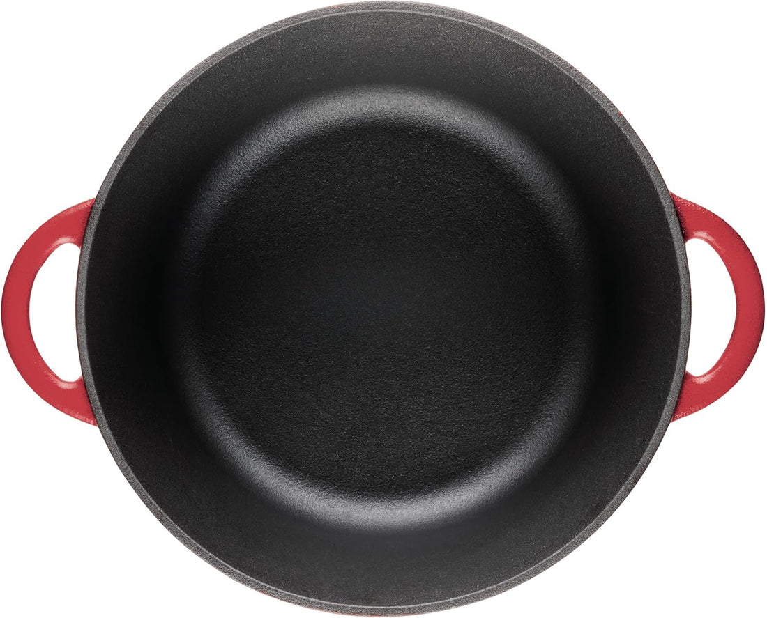 Disney Bake with Mickey - Farberware Disney Bon Voyage 4.75 Qt Red Pre-Seasoned Cast Iron Dutch Oven/Casserole Pan with Lid - 49052-C