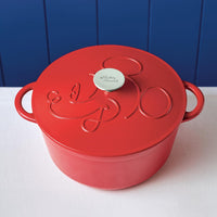 Disney Bake with Mickey - Farberware Disney Bon Voyage 4.75 Qt Red Pre-Seasoned Cast Iron Dutch Oven/Casserole Pan with Lid - 49052-C