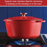 Disney Bake with Mickey - Farberware Disney Bon Voyage 4.75 Qt Red Pre-Seasoned Cast Iron Dutch Oven/Casserole Pan with Lid - 49052-C