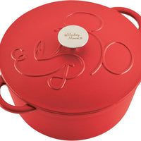 Disney Bake with Mickey - Farberware Disney Bon Voyage 4.75 Qt Red Pre-Seasoned Cast Iron Dutch Oven/Casserole Pan with Lid - 49052-C