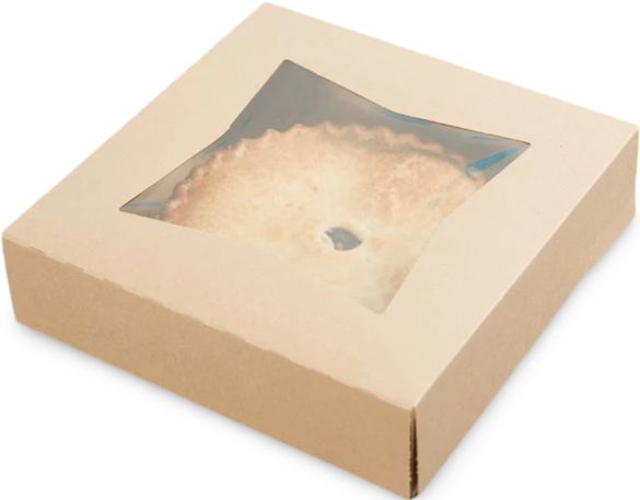 EB Box - 10" x 10" x 2.5" Kraft Cake Box with Window, 200/bn - 376CK - DISCONTINUED