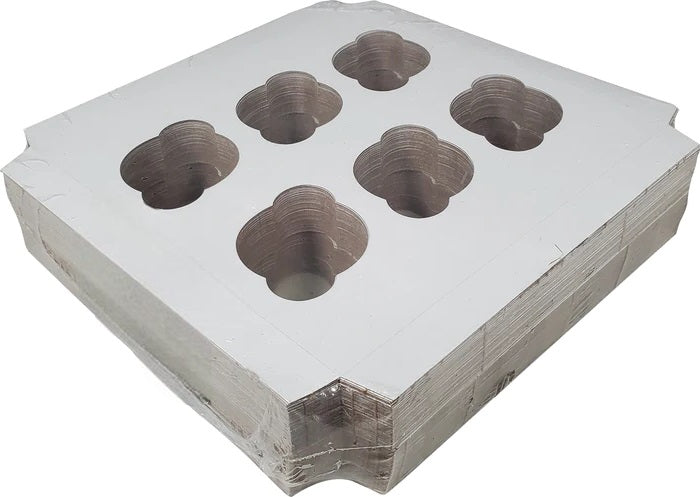 EB Box - 10" x 10" x 4" White 6 Pack Regular Cupcake / Muffin Box, 100/cs - 1-3296