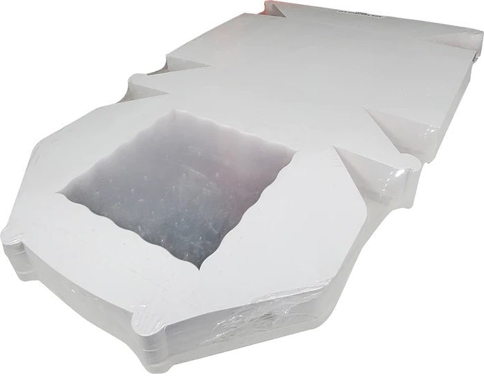 EB Box - 10" x 10" x 4" White 6 Pack Window Cupcake Box, 100/cs - 1-3453