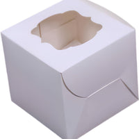 EB Box - 4" x 4" x 4" White 1 Pack Window Cupcake Box, 100/cs - 1-3456
