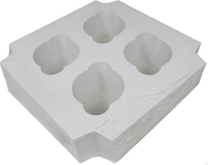 EB Box - 7" x 7 " x 4" White 4 Cupcake Box with Window, 100/bn - 5281A