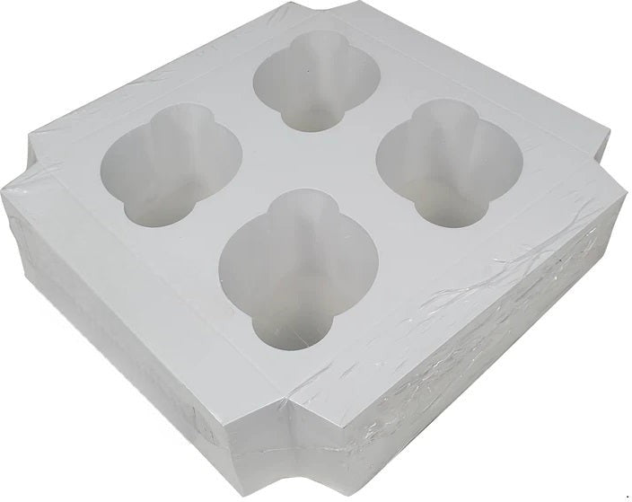EB Box - 7" x 7 " x 4" White 4 Cupcake Insert, 100/Cs - 1-3288 (Special Order Item)