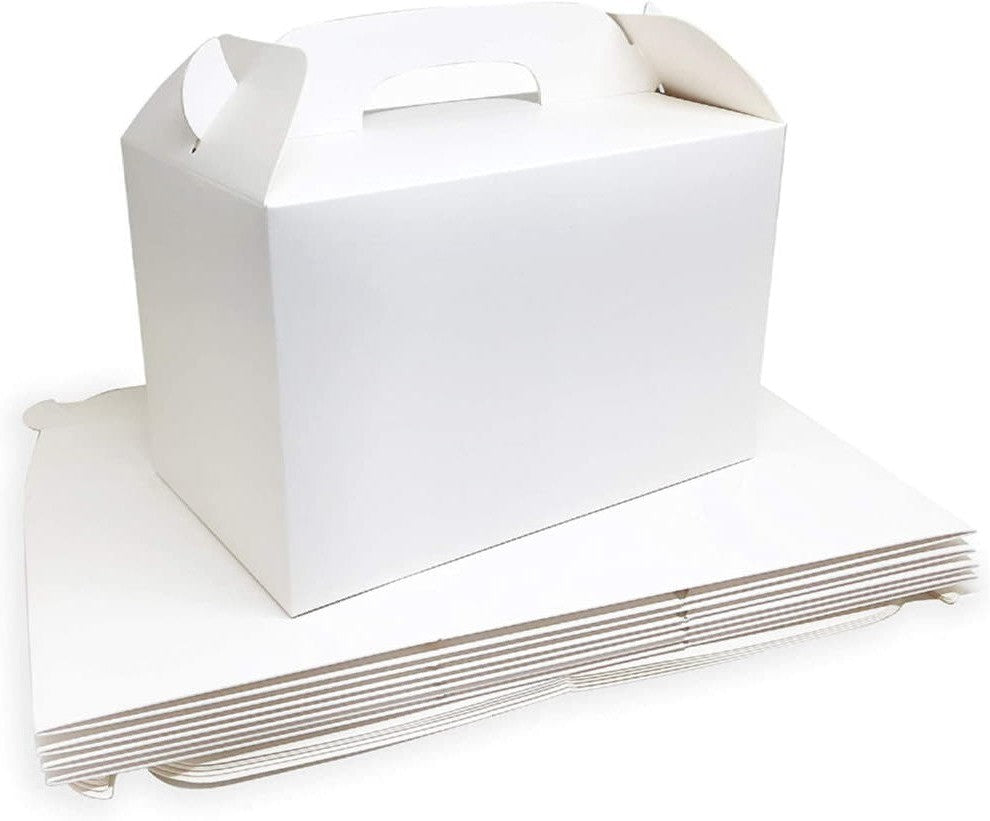 EB Box - 8" x 5.5" x 3.5" White Barn Style Cake Boxes, 150/Bn - 100215