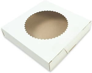 EB Box - 8" x 8" x 1.75" White Window Pie Box with Glued Window, 250/bn - 1004591