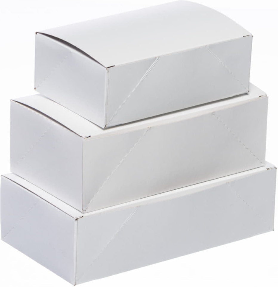EB Box - 8.25" x 4.5" x 2.75" White Plain Lunch Carton Greaseproof, Glued Food Containers, 400/bn - 1-5958