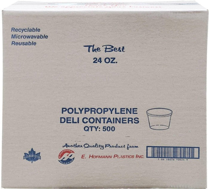 E. Hofmann Plastics - 24 Oz PP Clear Deli Containers, 500/Cs - HT24.99