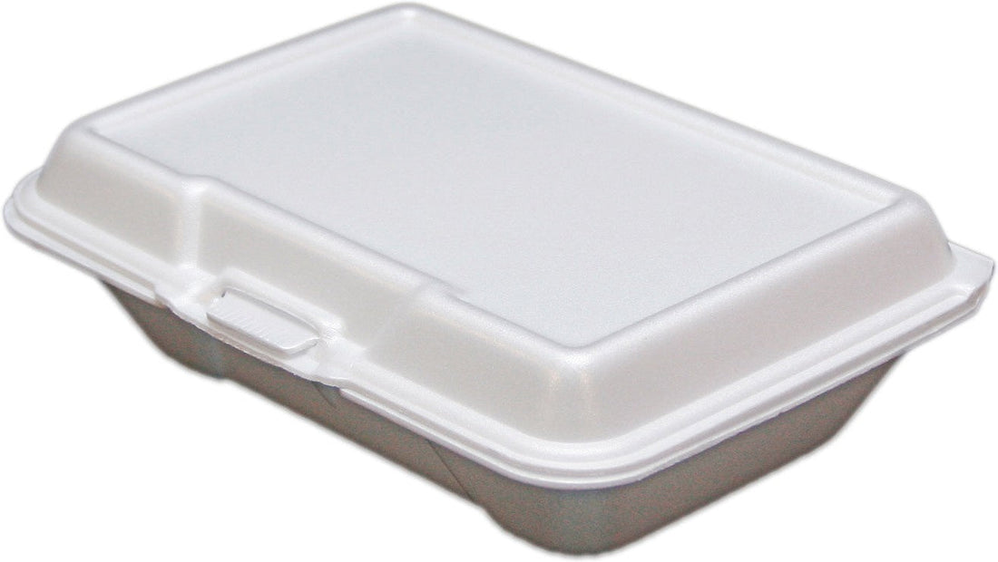 Ecopax - 9" x 6" White 1 Compartment Rectangular Foam Hinged Container, 200/Cs - 205