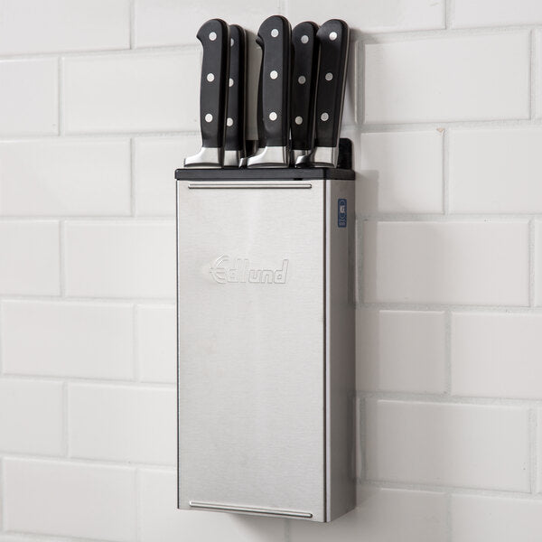 Edlund - 4-Slot HACCP Enclosed Stainless Steel Knife Rack with Black Insert - KR-50