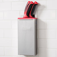 Edlund - 4-Slot HACCP Enclosed Stainless Steel Knife Rack with Red Insert - KR-50R