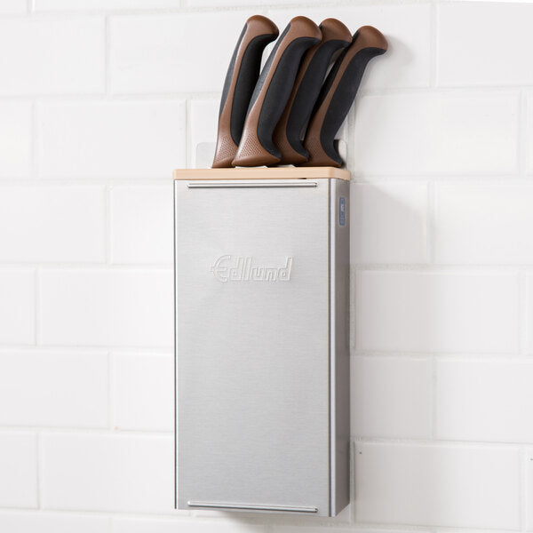 Edlund - 4-Slot HACCP Enclosed Stainless Steel Knife Rack with Tan Insert - KR-50T