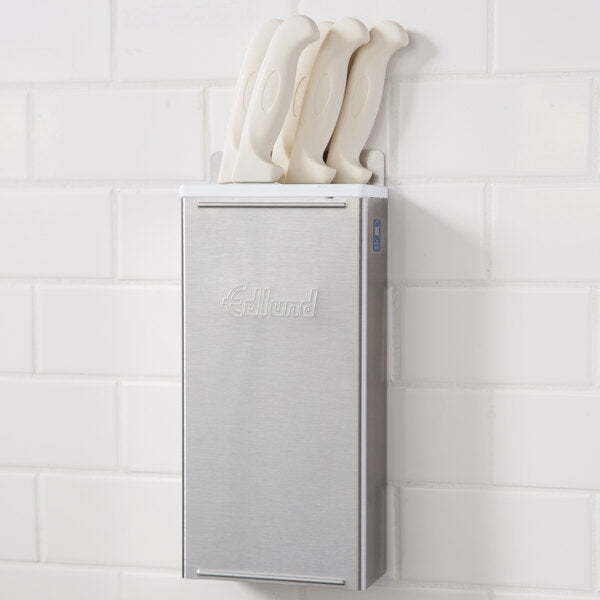 Edlund - 4-Slot HACCP Enclosed Stainless Steel Knife Rack with White Insert - KR-50W