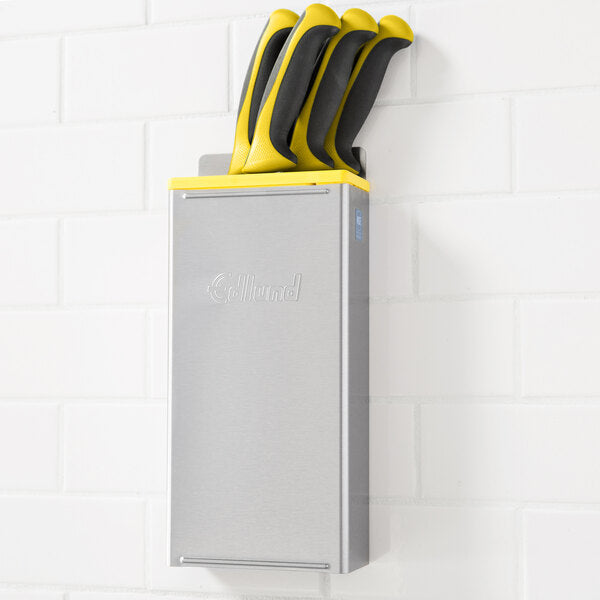 Edlund - 4-Slot HACCP Enclosed Stainless Steel Knife Rack with Yellow Insert - KR-50Y