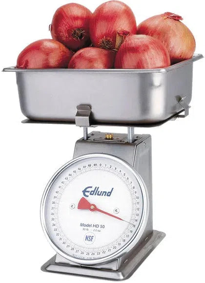 Edlund - Heavy Duty 50 lb Produce Scale with Cradle and 4" Half Pan - HD-50P