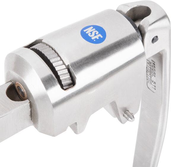 Edlund - Heavy Duty Manual Can Opener with 16" Adjustable Bar, Cleaning Tool, Knife, Gear, and Clamp Base - S-11CE