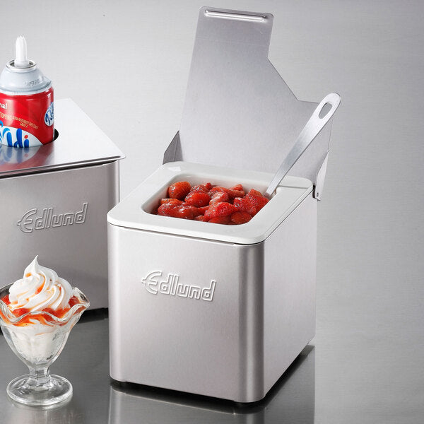 Edlund - Insulated Stainless Steel Condiment Holder with 1/6 Size White Insert - CSW-016