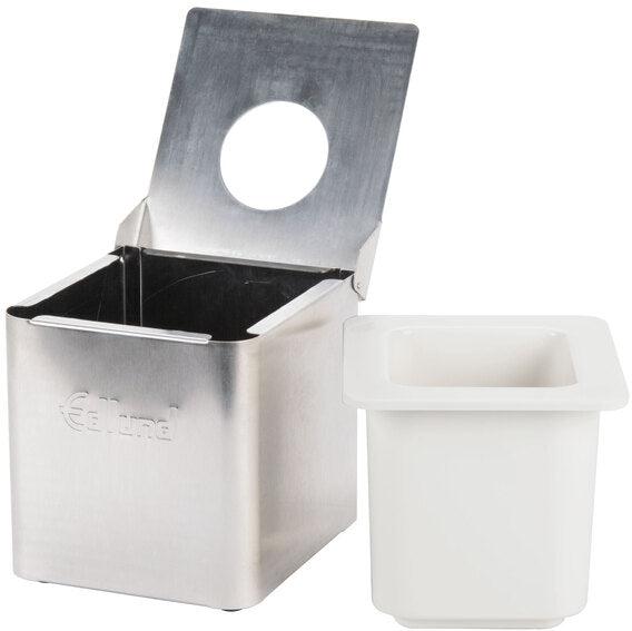 Edlund - Stainless Steel 1/6 Size Cold Food Pan with White Insert, Lid, and Lid Hole - CSR-016W