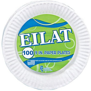 Eilat - 9" Uncoated White Paper Plate, 100/Cs - 526