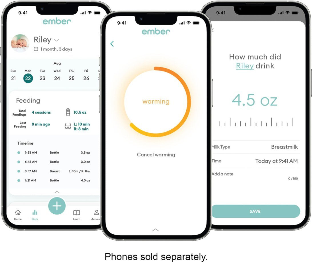 Ember - 6 Oz Self-Warming Smart Baby Bottle System - BB220611US - DISCONTINUED