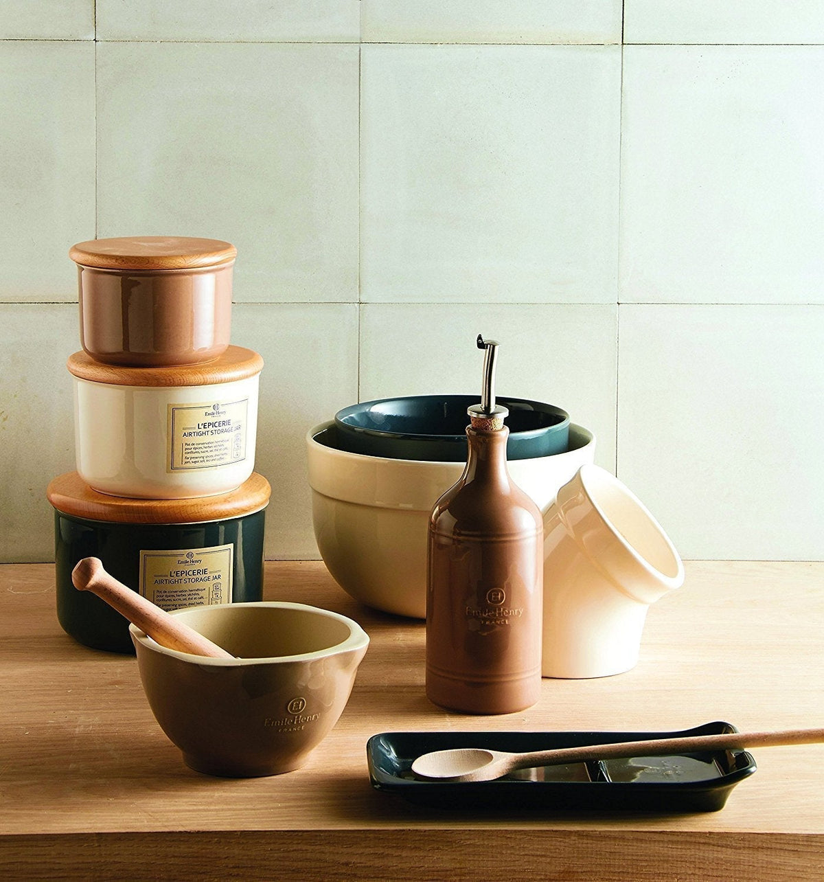 Emile Henry - 0.3 QT Ceramic Burgundy Salt Pig - 340201