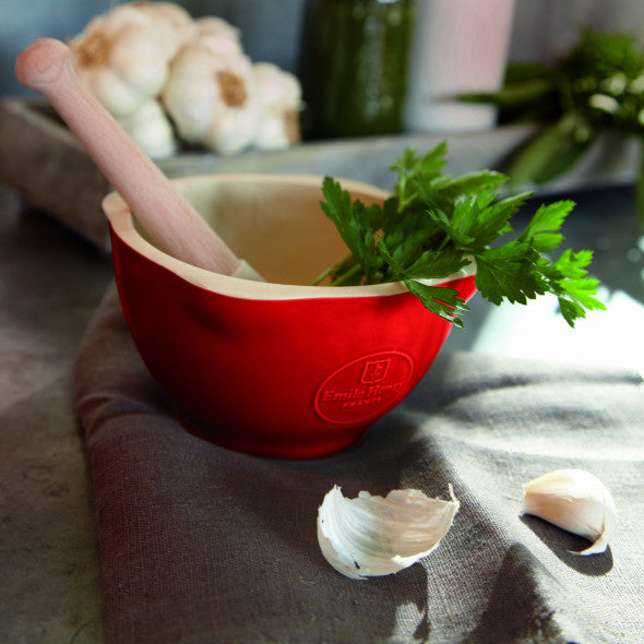 Emile Henry - 0.6 QT Ceramic Burgundy Mortar & Pestle - 340255