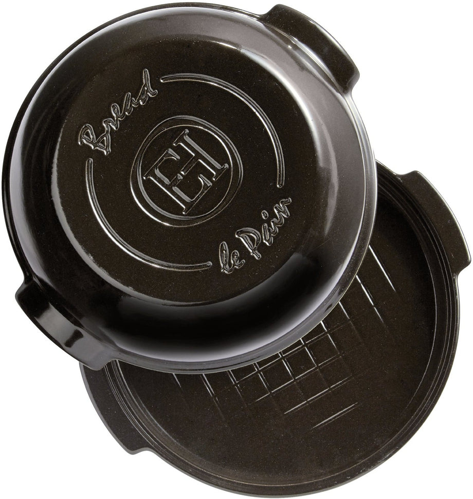 Emile Henry - 12.7" x 11.6" x 5.5" Ceramic Charcoal/Fusain Round Bread Baker - 795507