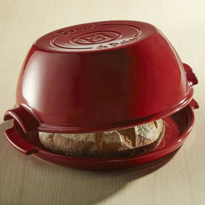 Emile Henry - 12.8" x 11.6" x 5.5" Ceramic Burgundy Round Bread Baker - 345507