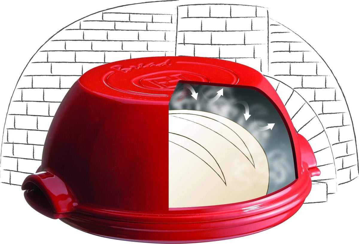 Emile Henry - 12.8" x 11.6" x 5.5" Ceramic Burgundy Round Bread Baker - 345507