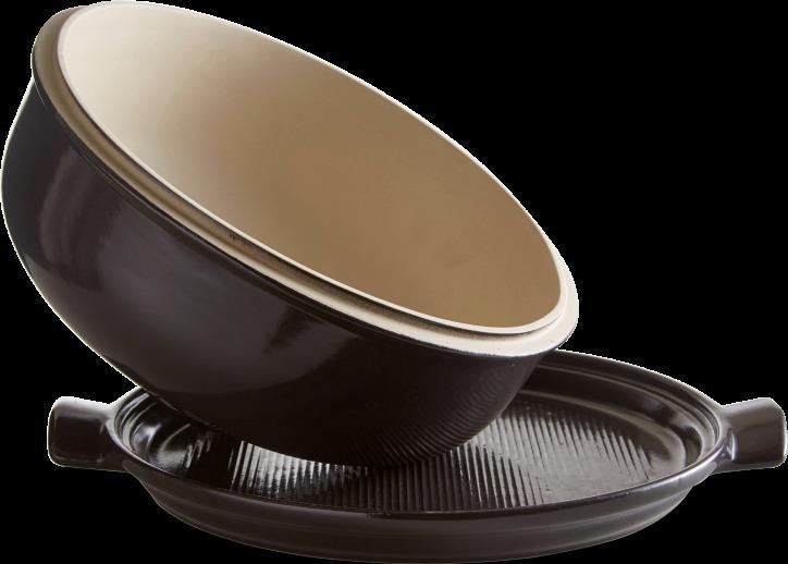 Emile Henry - 13 x 11 x 6.5" Charcoal/Fusain Bread Cloche Set - 799108