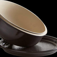 Emile Henry - 13 x 11 x 6.5" Charcoal/Fusain Bread Cloche Set - 799108