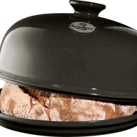 Emile Henry - 13 x 11 x 6.5" Charcoal/Fusain Bread Cloche Set - 799108