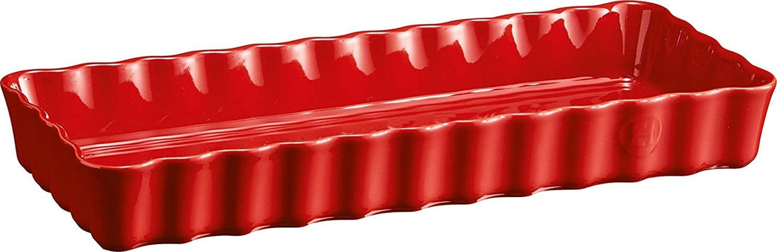 Emile Henry - 14" x 6" Ceramic Burgundy Slim Rectangular Tart Dish - 346034
