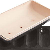 Emile Henry - 15.3" x 9" x 4.1" Ceramic Charcoal/Fusain Mini Baguette Baker - 795519 - DISCONTINUED