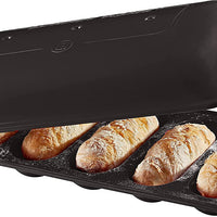 Emile Henry - 15.3" x 9" x 4.1" Ceramic Charcoal/Fusain Mini Baguette Baker - 795519 - DISCONTINUED