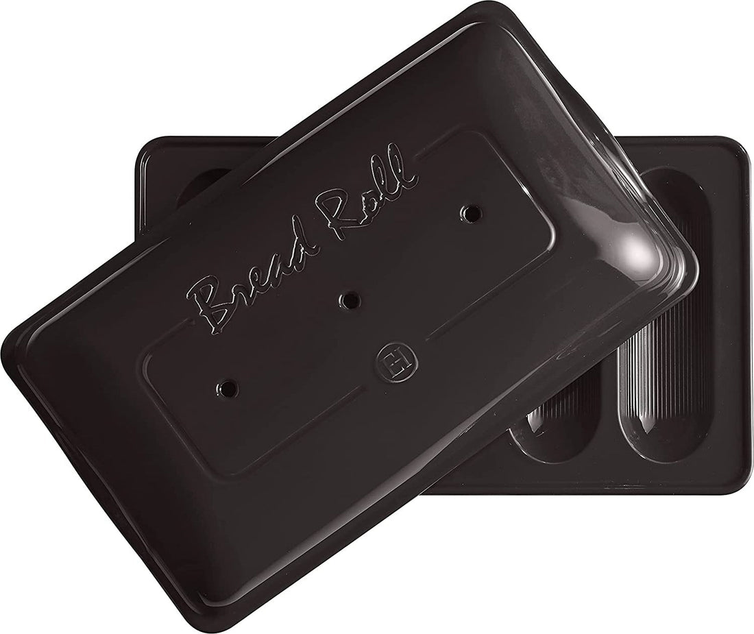 Emile Henry - 15.3" x 9" x 4.1" Ceramic Charcoal/Fusain Mini Baguette Baker - 795519 - DISCONTINUED