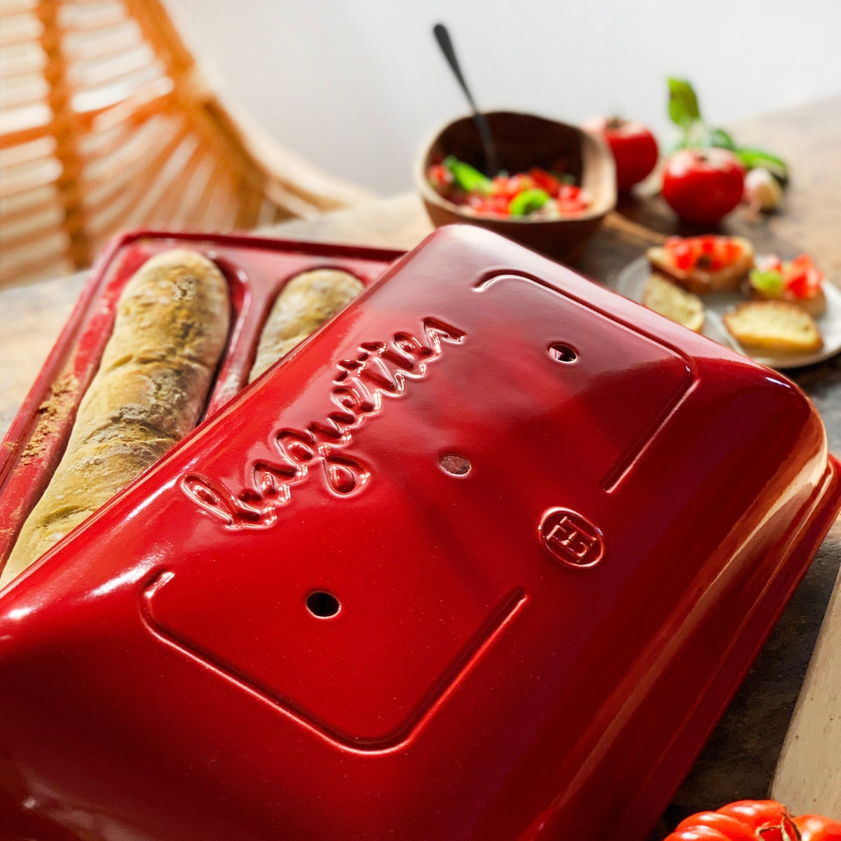 Emile Henry - 15.4" x 9.4" Ceramic Burgundy Baguette Baking Mold - 345506