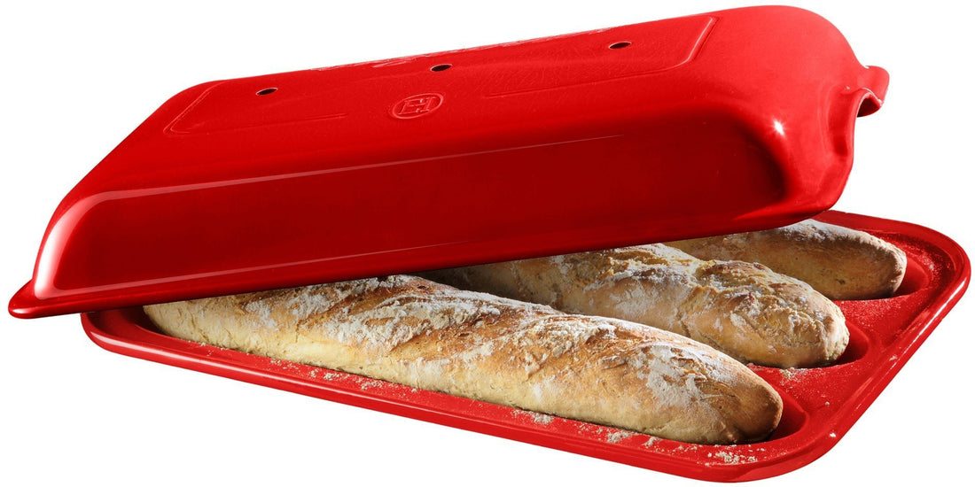Emile Henry - 15.4" x 9.4" Ceramic Burgundy Baguette Baking Mold - 345506