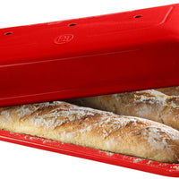 Emile Henry - 15.4" x 9.4" Ceramic Burgundy Baguette Baking Mold - 345506