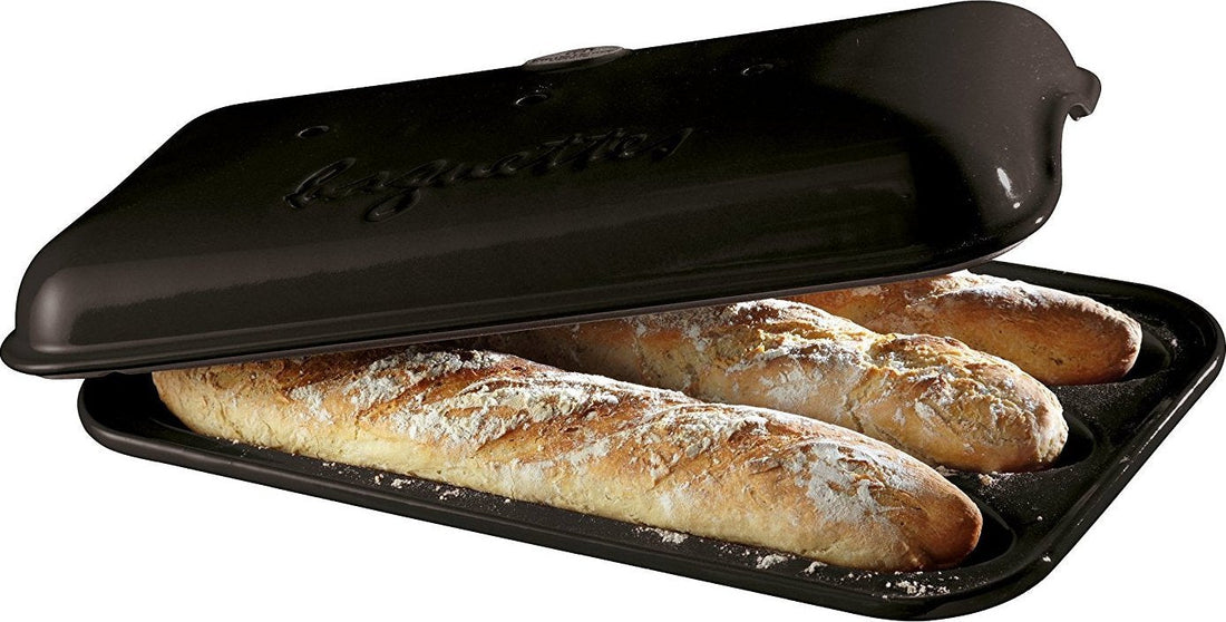 Emile Henry - 15.4" x 9.4" Ceramic Charcoal/Fusain Baguette Baker- 795506