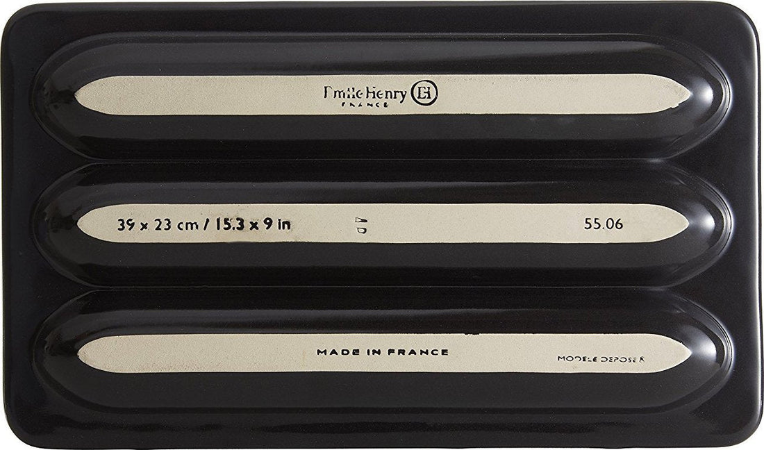 Emile Henry - 15.4" x 9.4" Ceramic Charcoal/Fusain Baguette Baker- 795506