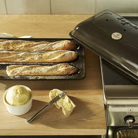 Emile Henry - 15.4" x 9.4" Ceramic Charcoal/Fusain Baguette Baker- 795506