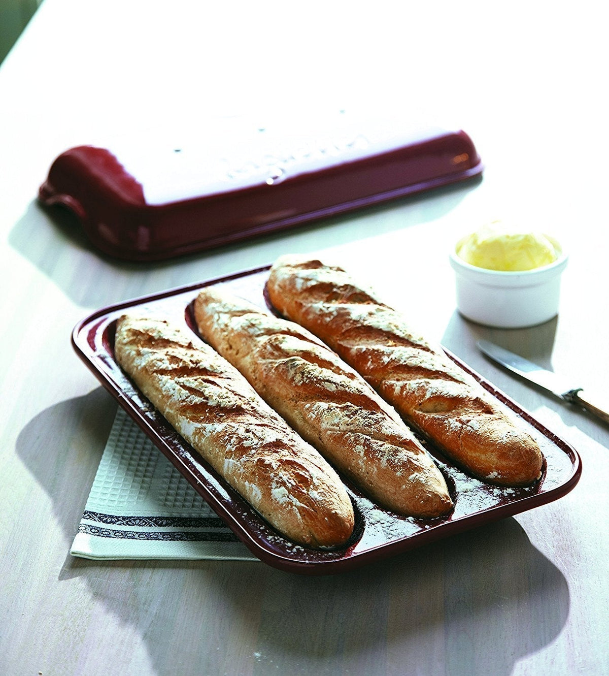 Emile Henry - 15.4" x 9.4" Ceramic Charcoal/Fusain Baguette Baker- 795506
