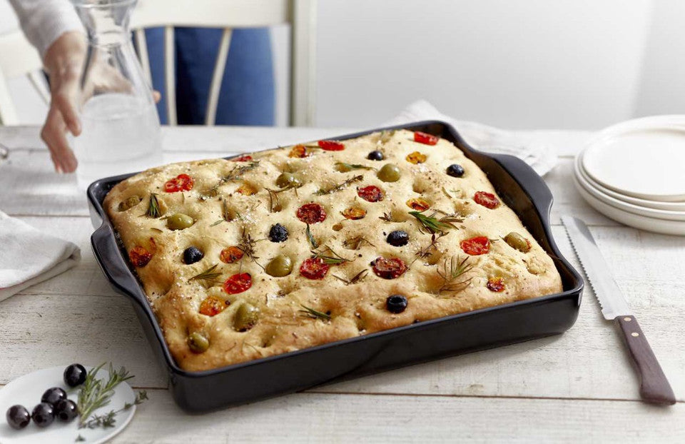 Emile Henry - 15.7" x 12.4" x 2.7" Ceramic FUSAIN Focaccia Bread Baker - 91797515