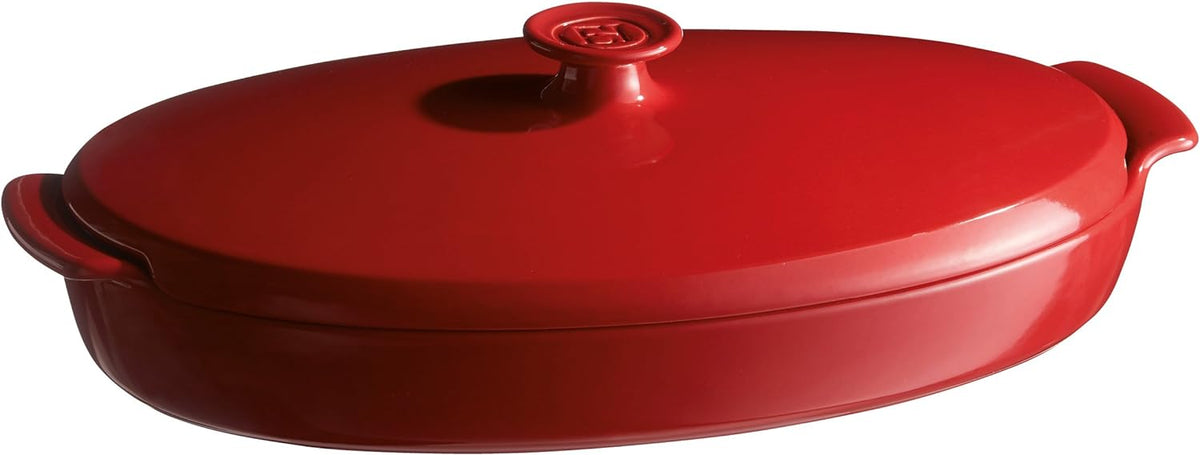 Emile Henry - 2.3 QT Ceramic Burgundy Papillotte/Fish Steamer - 348443